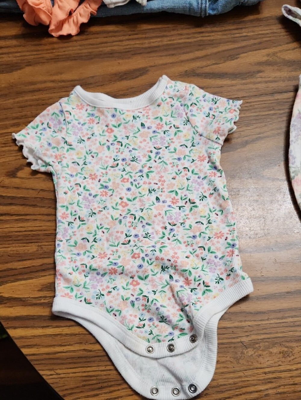 Shabby Chic Girls' Mixed Pink, Coral, Peach & Cream One-Piece Bodysuit Set - Picture 7 of 11